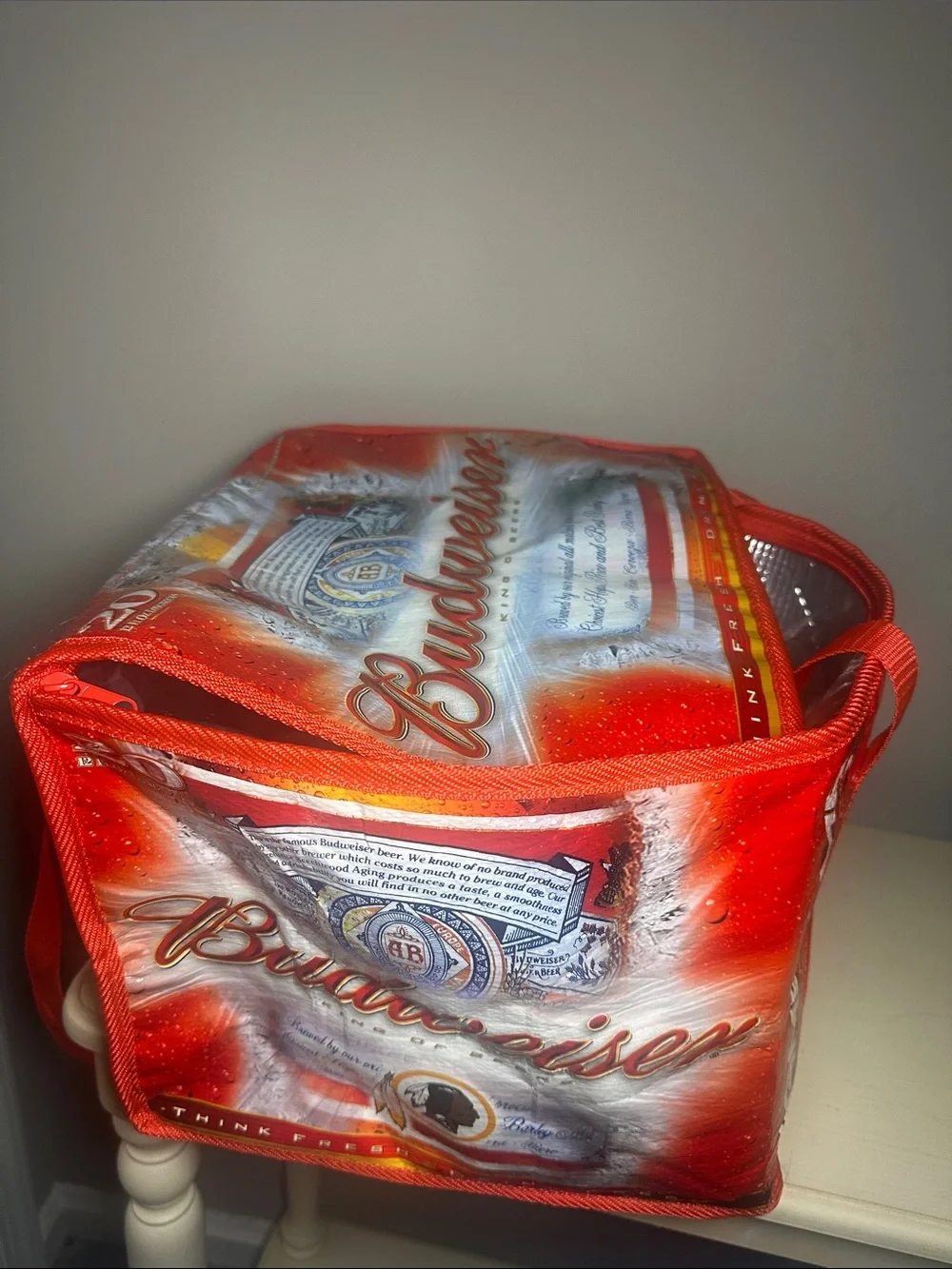 Budweiser Redskins Red, White and Gold Insulated Bottle Carrier cooler